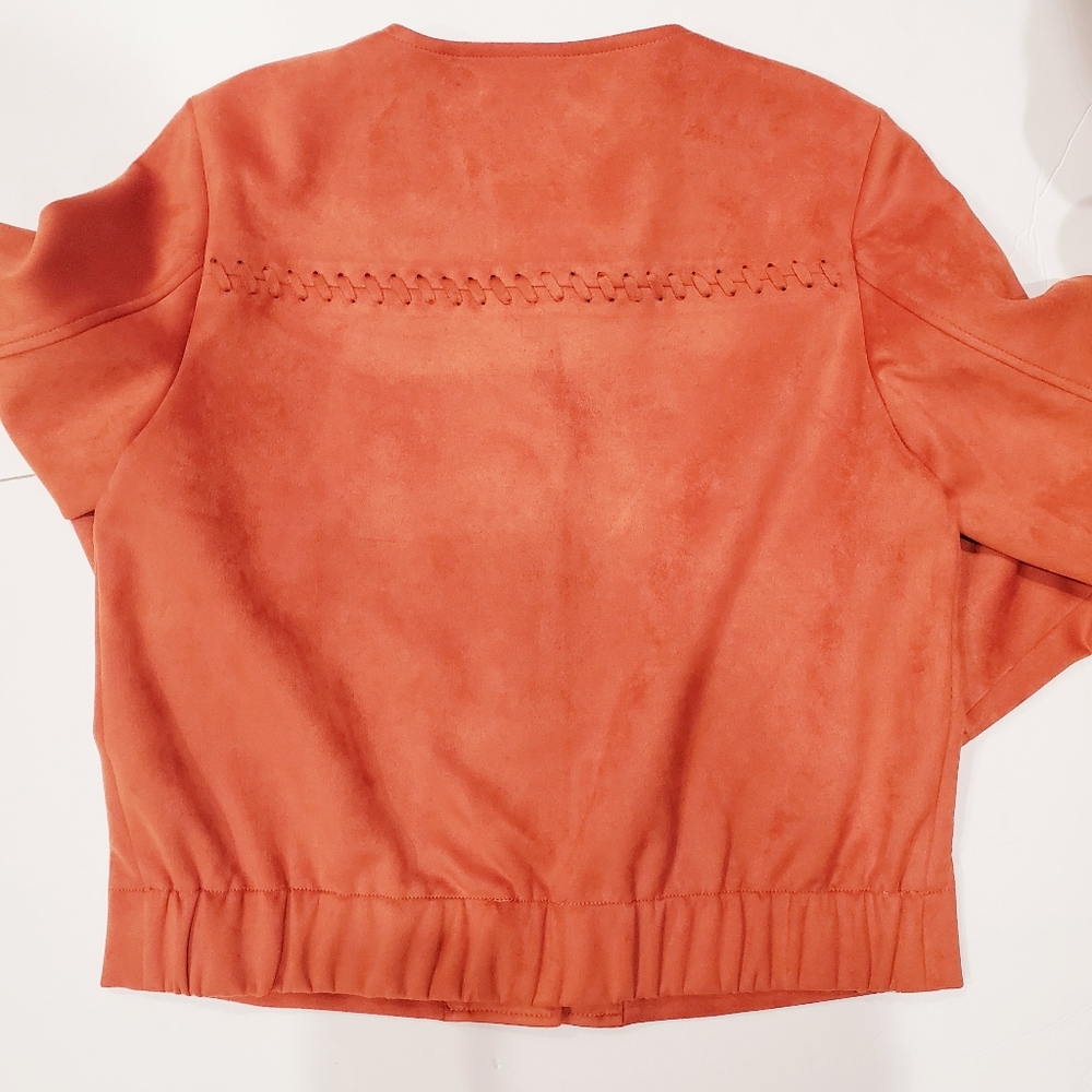 Dark Rust Faux Suede 3/4 Sleeve Jacket - Picture 4 of 5